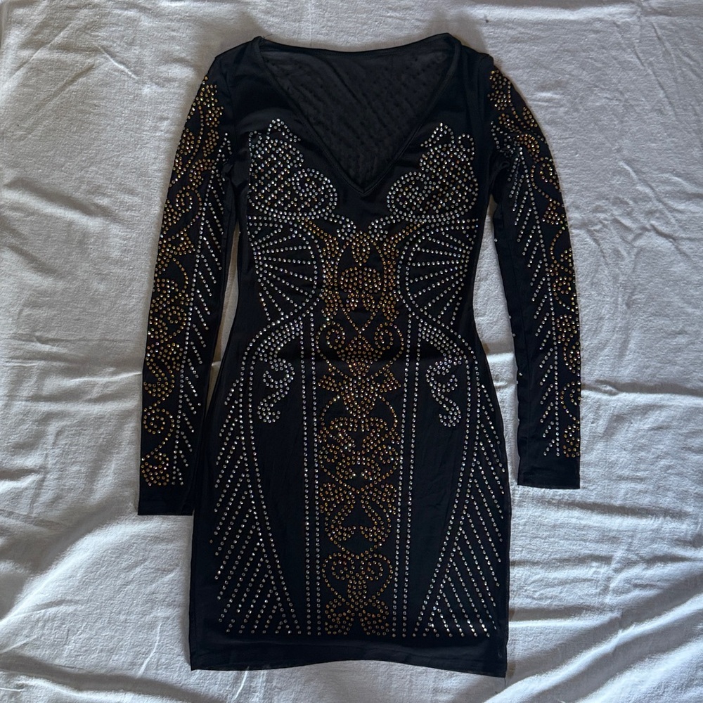 Stylish Black Dress with Gold Accents